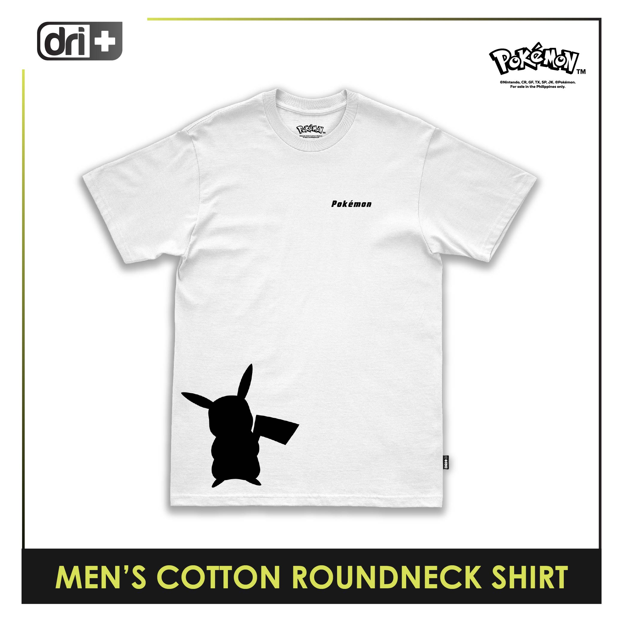 Dri Plus Men’s Pokemon Collection Anti-Odor Sweat Wicking Cotton Roundneck Shirt 1 pc PKDUMSRC531
