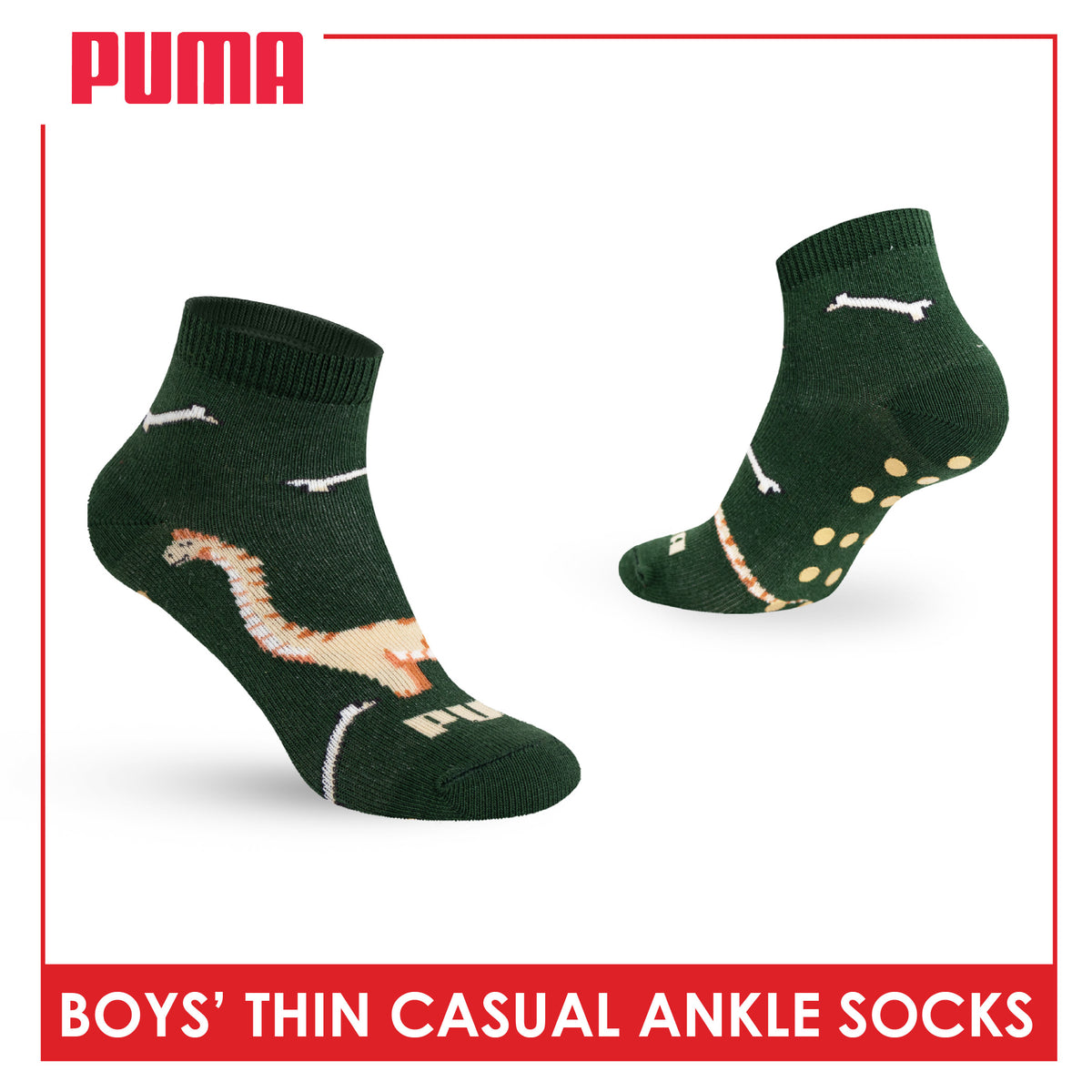 Puma Boys' Gripper Anti Slip Thin Casual Ankle Socks 1 pair PBCR632