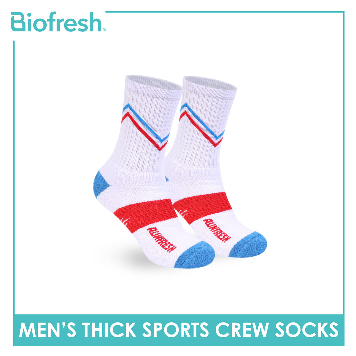 Biofresh Runfresh Men's Antimicrobial Cotton Thick Sports Crew Socks 1 pair RRMS611