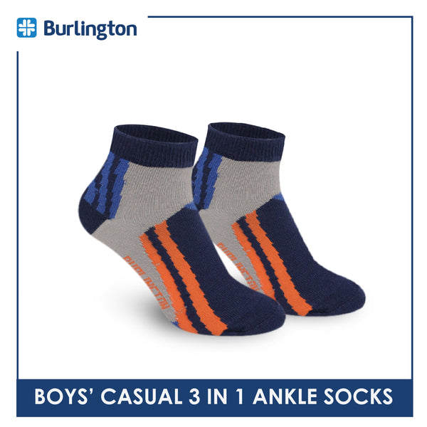 Burlington Boys’ Cotton Lite Casual Ankle Socks 3 pairs in a pack BBCG3104