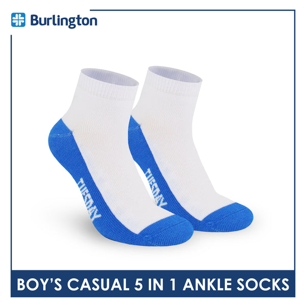 Burlington Boys’ Cotton Lite Casual Ankle Socks 5 pairs in 1 pack BBCKG1F