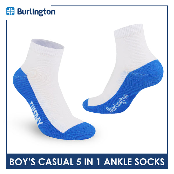 Burlington Boys’ Cotton Lite Casual Ankle Socks 5 pairs in 1 pack BBCKG1F