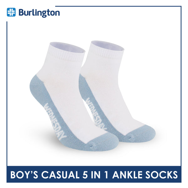 Burlington Boys’ Cotton Lite Casual Ankle Socks 5 pairs in 1 pack BBCKG1F