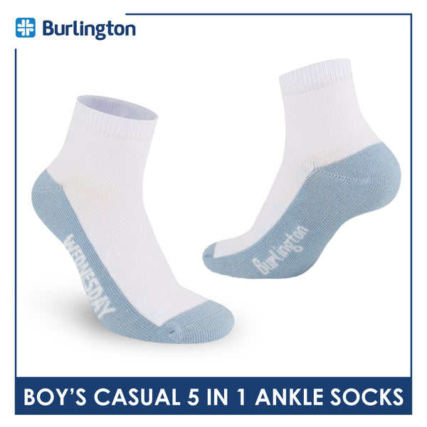 Burlington Boys’ Cotton Lite Casual Ankle Socks 5 pairs in 1 pack BBCKG1F