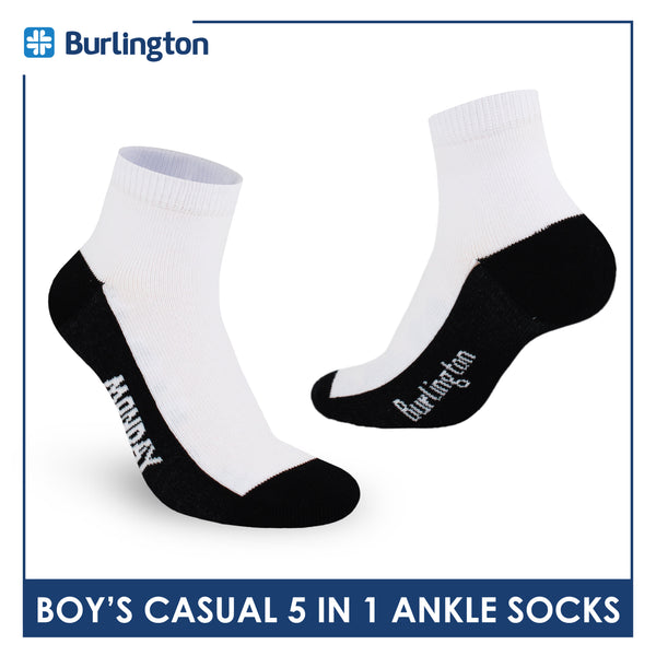 Burlington Boys’ Cotton Lite Casual Ankle Socks 5 pairs in 1 pack BBCKG1F