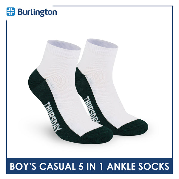 Burlington Boys’ Cotton Lite Casual Ankle Socks 5 pairs in 1 pack BBCKG1F