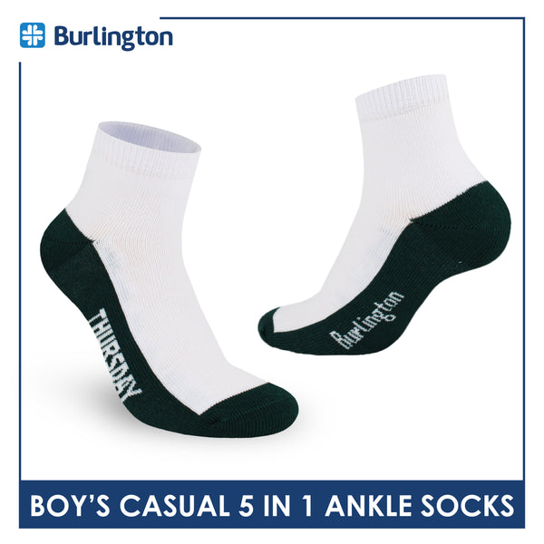 Burlington Boys’ Cotton Lite Casual Ankle Socks 5 pairs in 1 pack BBCKG1F