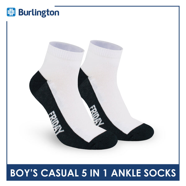 Burlington Boys’ Cotton Lite Casual Ankle Socks 5 pairs in 1 pack BBCKG1F