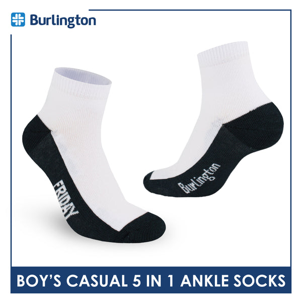 Burlington Boys’ Cotton Lite Casual Ankle Socks 5 pairs in 1 pack BBCKG1F