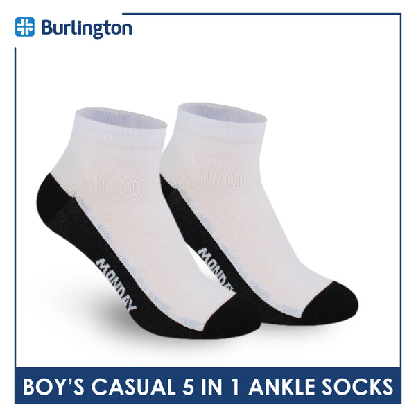 Burlington Boys’ Cotton Lite Casual Ankle Socks 5 pairs in 1 pack BBCKG1F