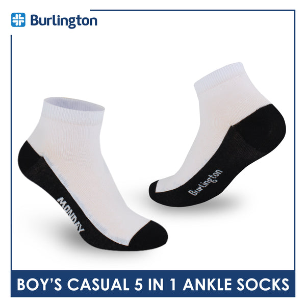 Burlington Boys’ Cotton Lite Casual Ankle Socks 5 pairs in 1 pack BBCKG1F