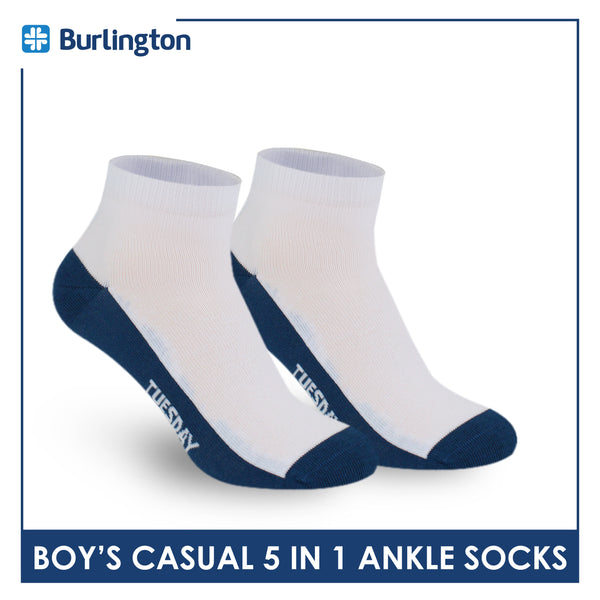 Burlington Boys’ Cotton Lite Casual Ankle Socks 5 pairs in 1 pack BBCKG1F