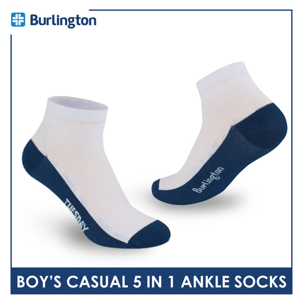 Burlington Boys’ Cotton Lite Casual Ankle Socks 5 pairs in 1 pack BBCKG1F