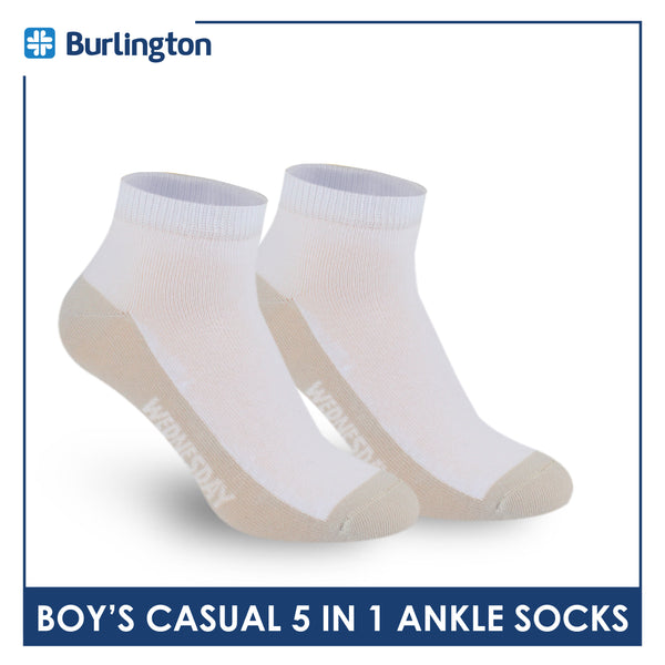 Burlington Boys’ Cotton Lite Casual Ankle Socks 5 pairs in 1 pack BBCKG1F