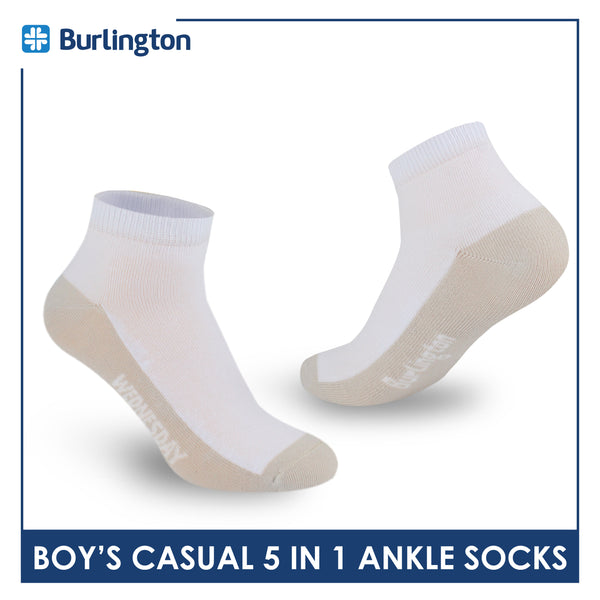 Burlington Boys’ Cotton Lite Casual Ankle Socks 5 pairs in 1 pack BBCKG1F