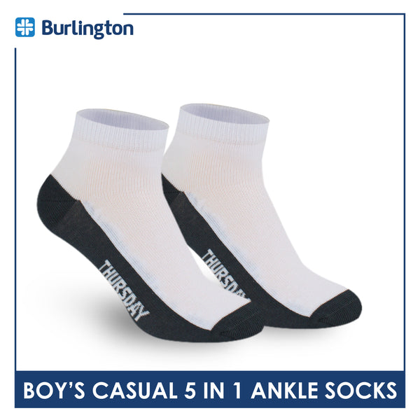 Burlington Boys’ Cotton Lite Casual Ankle Socks 5 pairs in 1 pack BBCKG1F