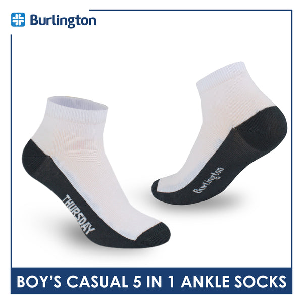 Burlington Boys’ Cotton Lite Casual Ankle Socks 5 pairs in 1 pack BBCKG1F