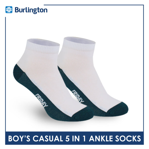 Burlington Boys’ Cotton Lite Casual Ankle Socks 5 pairs in 1 pack BBCKG1F