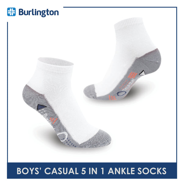 Burlington Boys’ Everyday Cotton Lite Casual Ankle Socks 5 pairs in a pack BBCKG4GP5