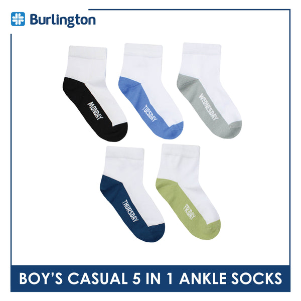 Burlington Boy's Cotton Thin Casual Ankle Socks 5 pairs in a pack BBCKG5GP5