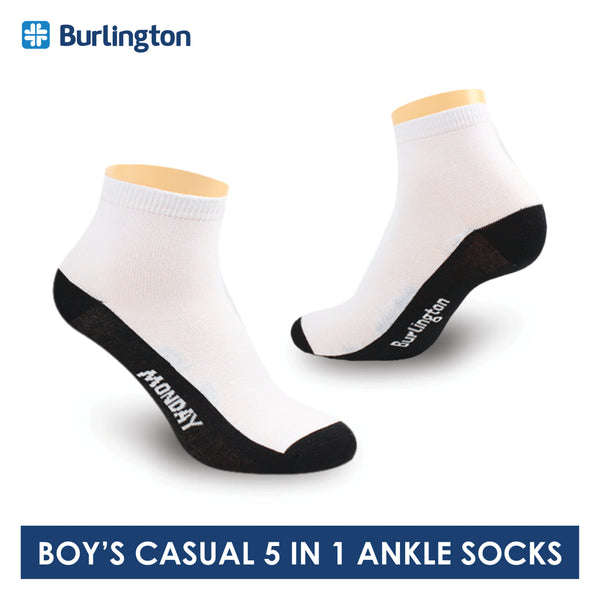 Burlington Boy's Cotton Thin Casual Ankle Socks 5 pairs in a pack BBCKG5GP5