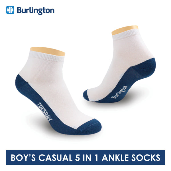 Burlington Boy's Cotton Thin Casual Ankle Socks 5 pairs in a pack BBCKG5GP5