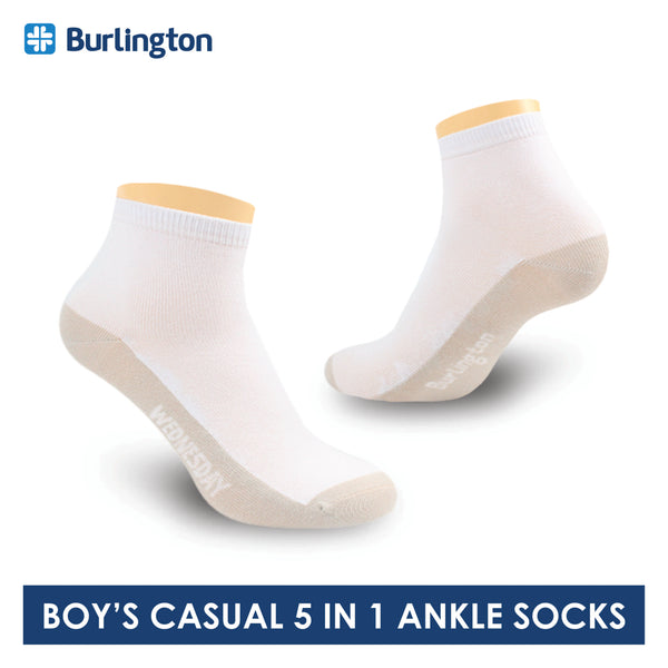 Burlington Boy's Cotton Thin Casual Ankle Socks 5 pairs in a pack BBCKG5GP5