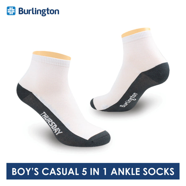 Burlington Boy's Cotton Thin Casual Ankle Socks 5 pairs in a pack BBCKG5GP5