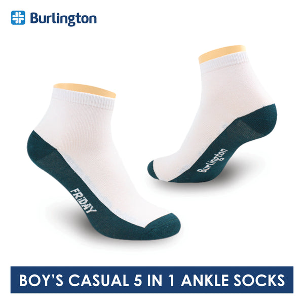 Burlington Boy's Cotton Thin Casual Ankle Socks 5 pairs in a pack BBCKG5GP5