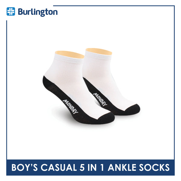 Burlington Boy's Cotton Thin Casual Ankle Socks 5 pairs in a pack BBCKG5GP5