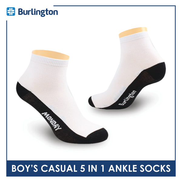 Burlington Boy's Cotton Thin Casual Ankle Socks 5 pairs in a pack BBCKG5GP5