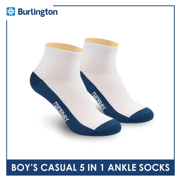 Burlington Boy's Cotton Thin Casual Ankle Socks 5 pairs in a pack BBCKG5GP5