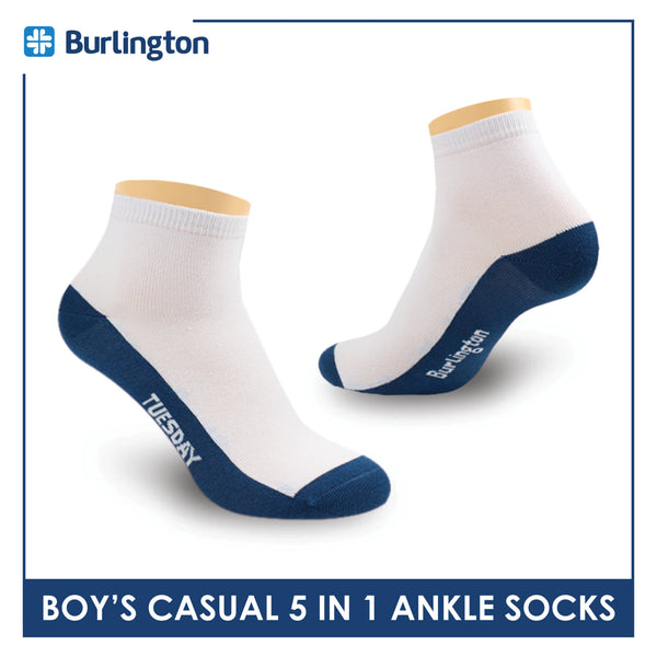 Burlington Boy's Cotton Thin Casual Ankle Socks 5 pairs in a pack BBCKG5GP5