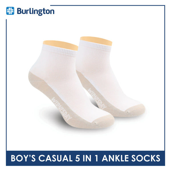 Burlington Boy's Cotton Thin Casual Ankle Socks 5 pairs in a pack BBCKG5GP5