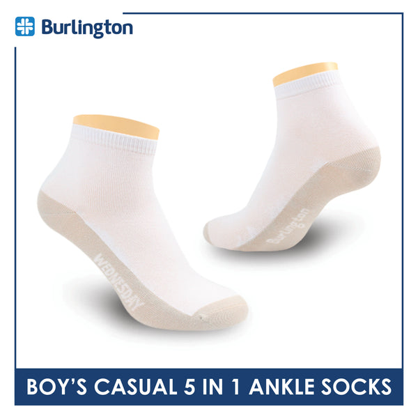 Burlington Boy's Cotton Thin Casual Ankle Socks 5 pairs in a pack BBCKG5GP5