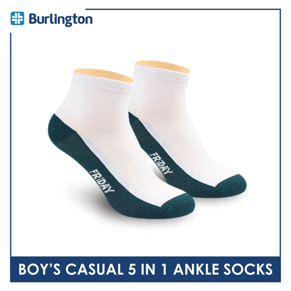 Burlington Boy's Cotton Thin Casual Ankle Socks 5 pairs in a pack BBCKG5GP5