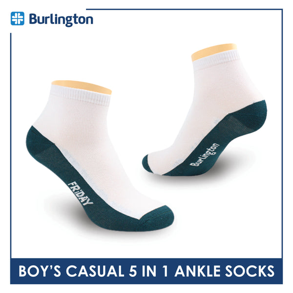 Burlington Boy's Cotton Thin Casual Ankle Socks 5 pairs in a pack BBCKG5GP5