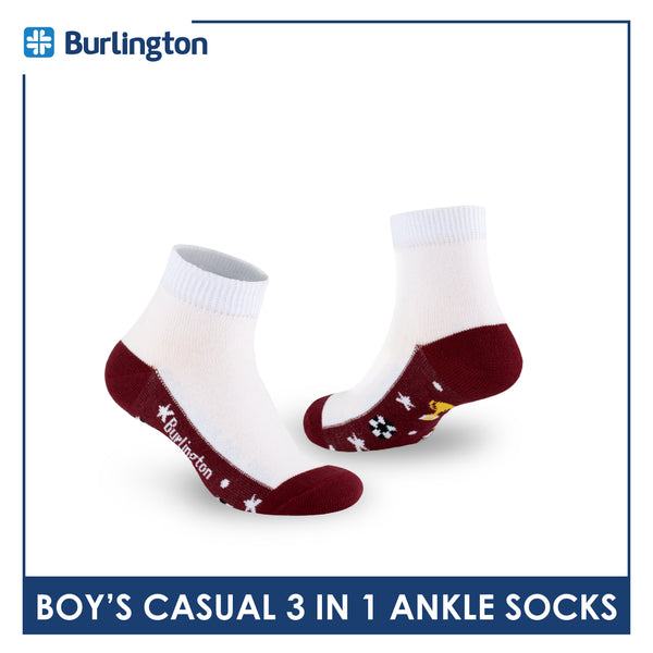 Burlington Boys’ Cotton Lite Thin Casual Ankle Socks 3 pairs in a pack BBCKG60