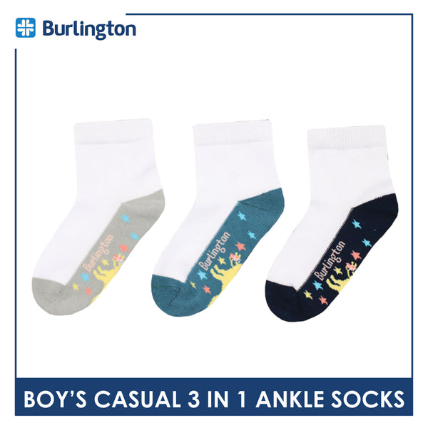 Burlington Boy's Cotton Casual Ankle Socks 3 pairs in a pack BBCKG68