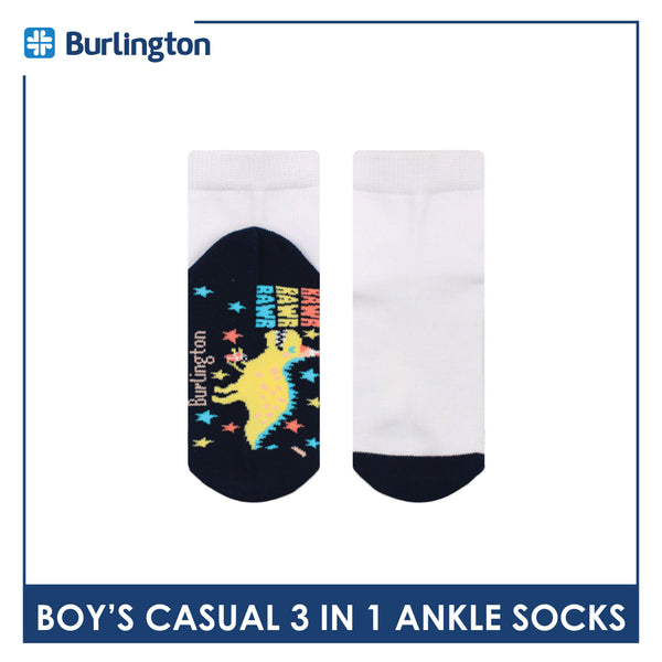 Burlington Boy's Cotton Casual Ankle Socks 3 pairs in a pack BBCKG68