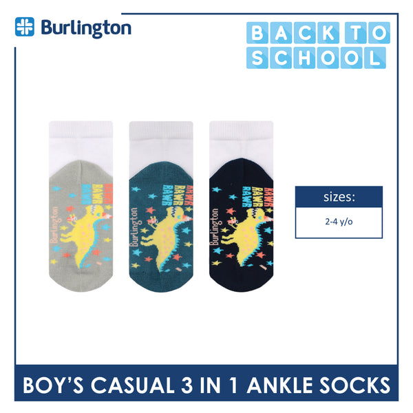 Burlington Boy's Cotton Casual Ankle Socks 3 pairs in a pack BBCKG68