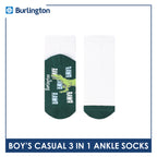 Burlington Boy's Cotton Thin Casual Ankle Socks 3 pairs in a pack BBCKG69