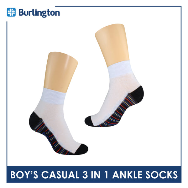 Burlington Boy's Cotton Thin Casual Ankle Socks 3 pairs in a pack BBCKG71