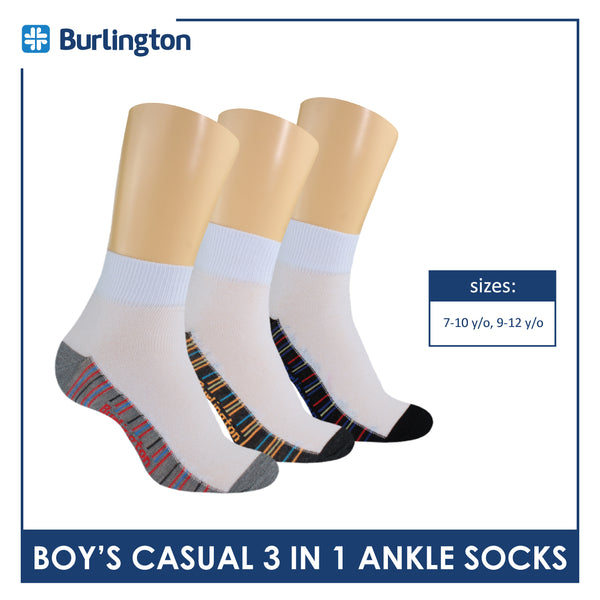 Burlington Boy's Cotton Thin Casual Ankle Socks 3 pairs in a pack BBCKG71