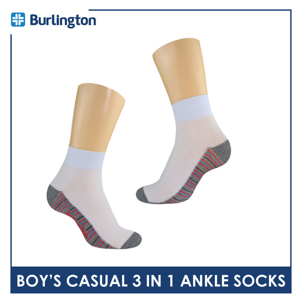 Burlington Boy's Cotton Thin Casual Ankle Socks 3 pairs in a pack BBCKG71