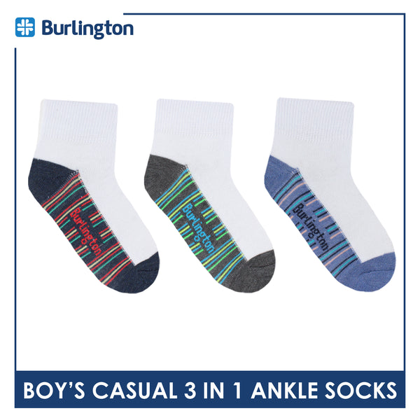 Burlington Boy's Cotton Thin Casual Ankle Socks 3 pairs in a pack BBCKG71