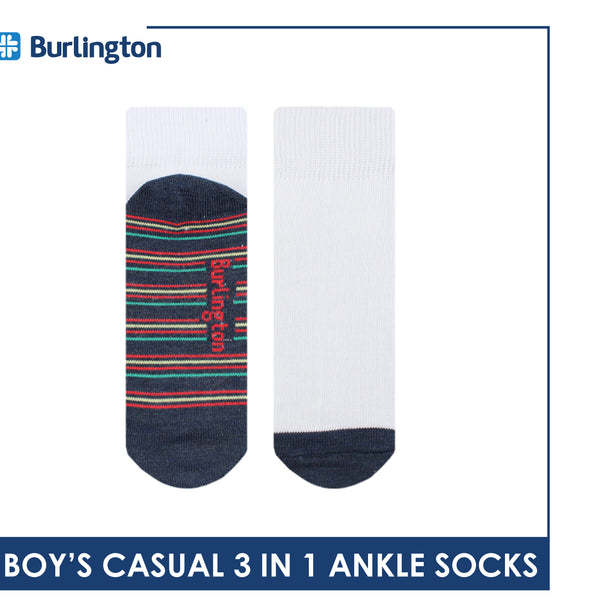 Burlington Boy's Cotton Thin Casual Ankle Socks 3 pairs in a pack BBCKG71