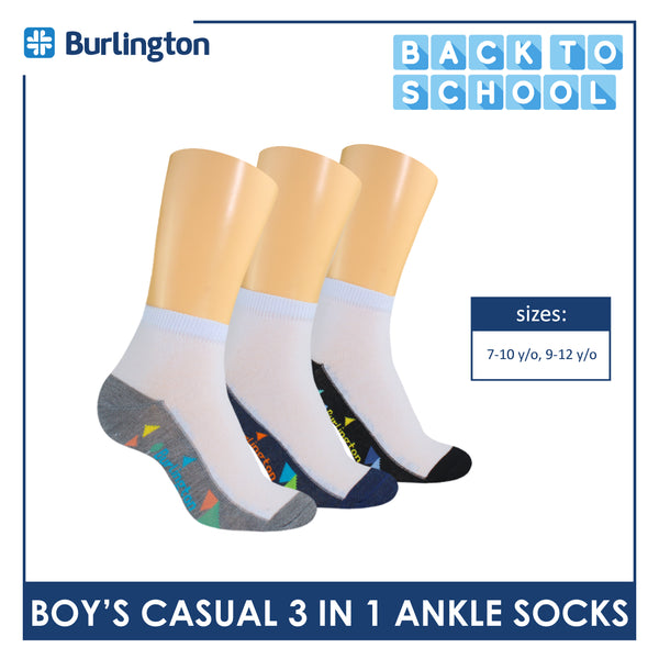 Burlington Boy's Cotton Thin Casual Ankle Socks 3 pairs in a pack BBCKG72