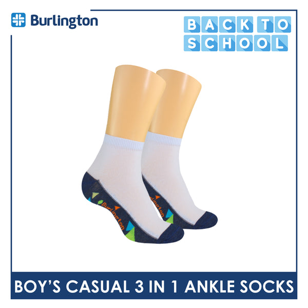 Burlington Boy's Cotton Thin Casual Ankle Socks 3 pairs in a pack BBCKG72