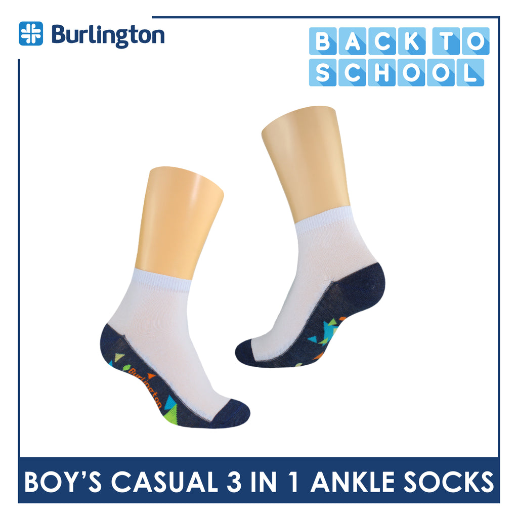 Burlington Boy's Cotton Thin Casual Ankle Socks 3 pairs in a pack BBCKG72